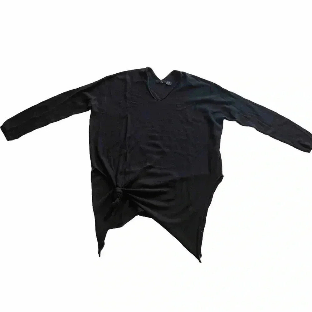 RDI Boutique Black Long Sleeve Shirt With Front Tie Size Small
